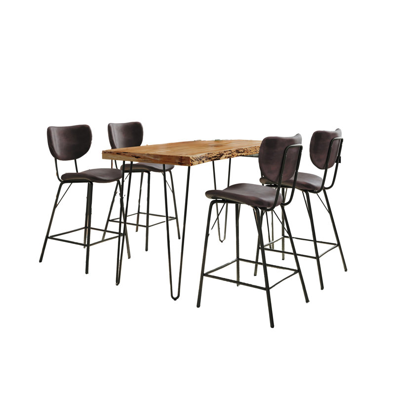 Ensemble de salle à manger à hauteur de comptoir 4 personnes Gordonsville, Naturel, Marron foncé
