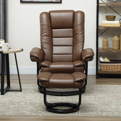 Faux Leather Swivel Manual Recliner