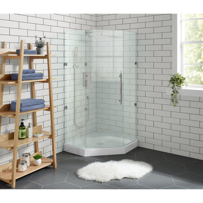 Voltaire 42" x 42" Acrylic White, Single-Threshold, Center Drain, Neo-angle Shower Base