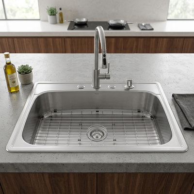 Madaket 33 " L Drop-In Single Bowl Stainless Steel Kitchen Sink