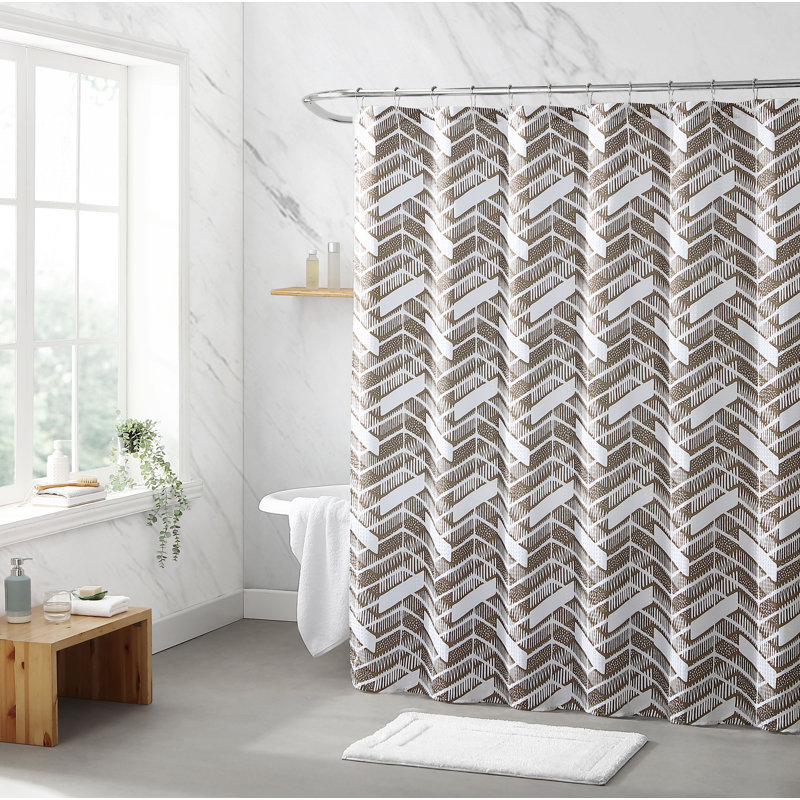 Rideau de douche simple à chevrons, Brun
