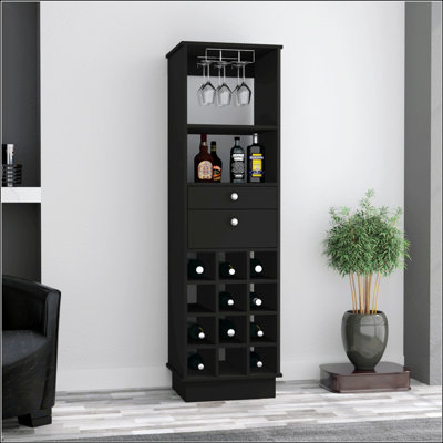 Armoire de bar 12 tablettes 2 tiroirs 12 bouteilles