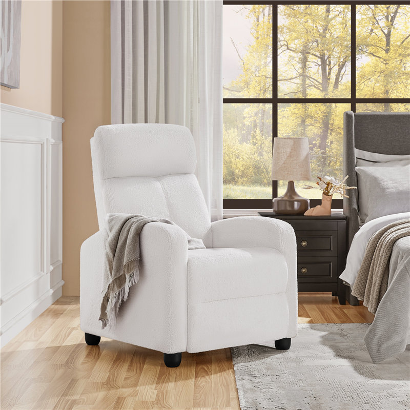Manual-Push Back Recliner, White