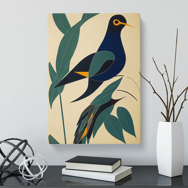 Jarnagin Swallow Bird Art Deco - Wrapped Canvas, 76cm H x 50cm W