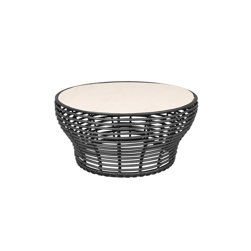 Basket Outdoor Round Coffee Table, 38" W x 38" Lx 17.7" H, Graphite/Fossil Black