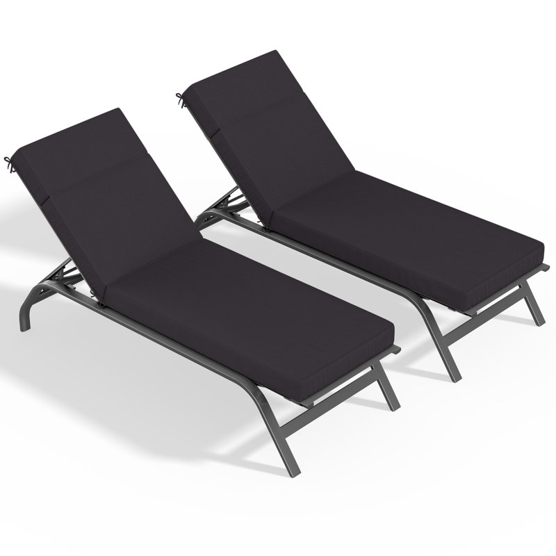 Outdoor Chaise Lounge Cushion – Weather-Resistant, Reversible, Plush Comfort, 26" W x 80" D, Gray