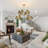 12-Light Adjustable Sputnik Chandelier – Linen Shades, Copper Finish, Sloped-Ceiling Compatible, Dimmable Dining Room Statement Fixture.-356258369
