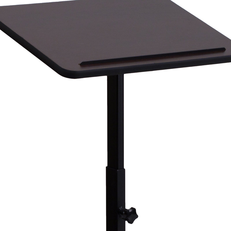 Adjustable Height Black Steel Lectern with Mahogany Top