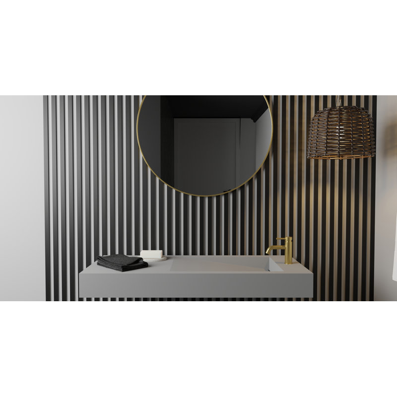 Badeloft 47.2" x 19.6" Rectangular Stone Resin Wall Mounted Bathroom Sink WT-05-B-MGRY in Matte Gray