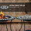 Table de foyer extérieure de 76 cm (30 po) avec 31 fonctions : brûleur à bois, seau à glace pour terrasse, tablette de rangement. Parfait pour les barbecues, les feux de camp, les repas de camping et de fabuleuses aventures.