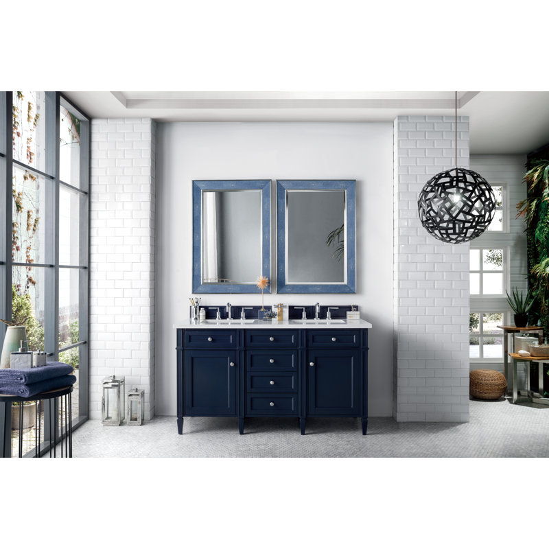 Brittany 60'' W Double Vanity, Eternal Jasmine Pearl, Victory Blue
