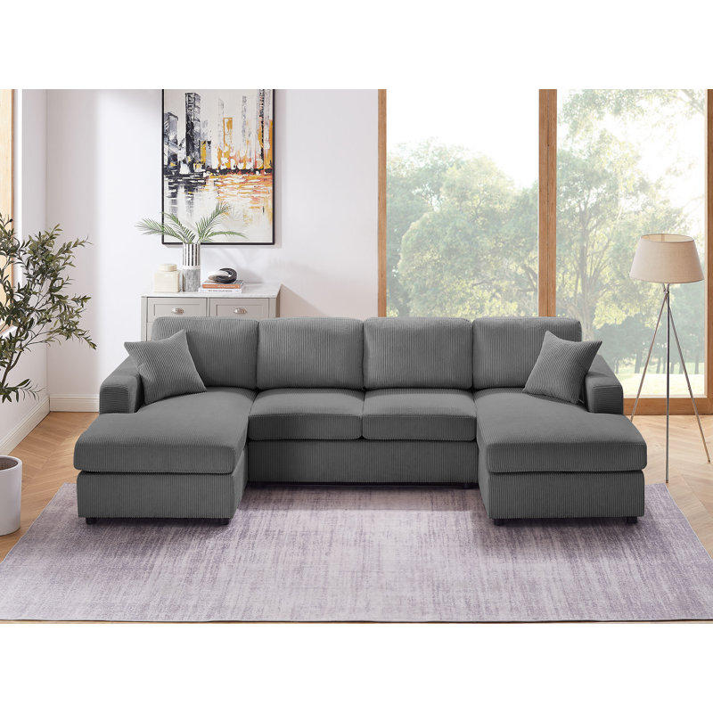 Canapé modulaire 3 pièces Althouse, 100 % polyester gris