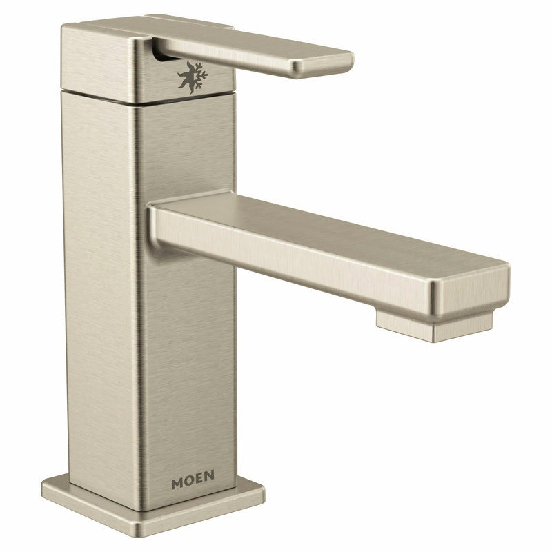 90 Degree Single Hole Bathroom Faucet with Drain Assembly, Brushed Nickel