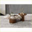 Walnut Wood Coffee Table for Small Spaces, Stable Pedestal Base Maximizes Legroom