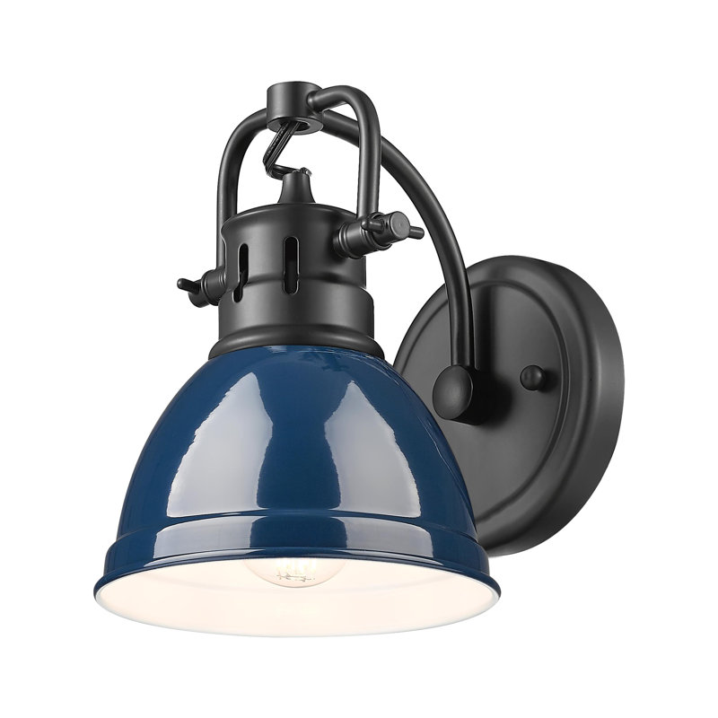 Meuble-lavabo 1 lumière Brianni, Noir mat, Bleu marine mat