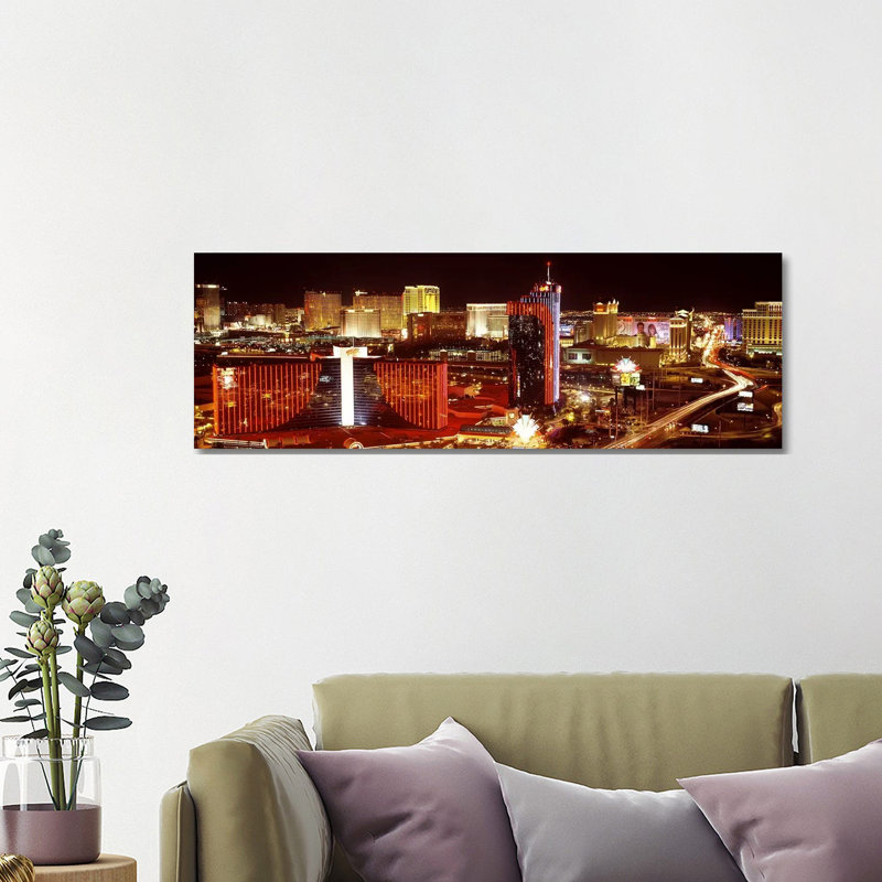 City Lit Up At Night, Las Vegas, Nevada, USA #4 - Wrapped Canvas Panoramic Print, 121.92 cm H x 40.64 cm W x 1.91 cm D