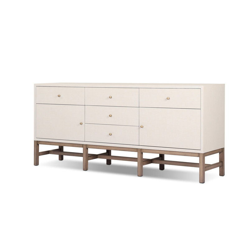 Fiona 78" Sideboard, Ivory Painted Raffia