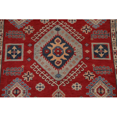 Geometric Red Kazak Oriental Area Rug 7x10