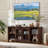 Farmhouse TV Stand For 60 Inch TV, Wood Entertainment Center With Adjustable Shelves & Glass Door Storage Cabinet,Television Stands For 65" TVS,TV Console Table For Living Room,Bedroom-1522470343