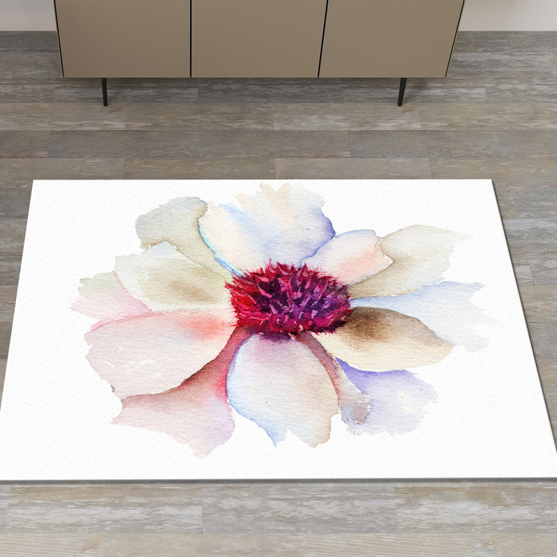 Soft Non-Woven Floral Print Rug in Vibrant Hues for Elegant Indoor Spaces, Square 3'3"