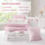 Ensemble de literie pour grand lit rose, édredon en microfibre avec broderie à nœuds floraux