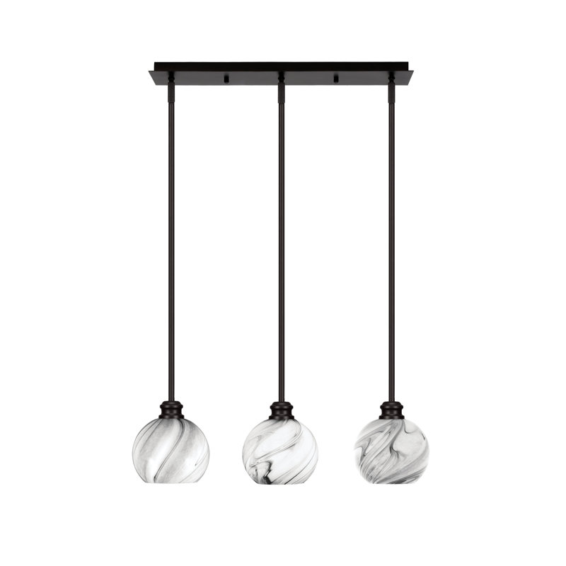 Luminaire suspendu linéaire à 3 lumières avec verre 5,75 po Edge, Espresso