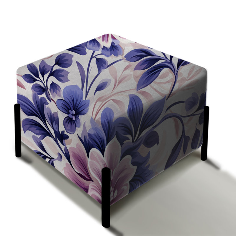 Moroccan Damask Poppies Intrigue - Repose-pieds carré damassé
