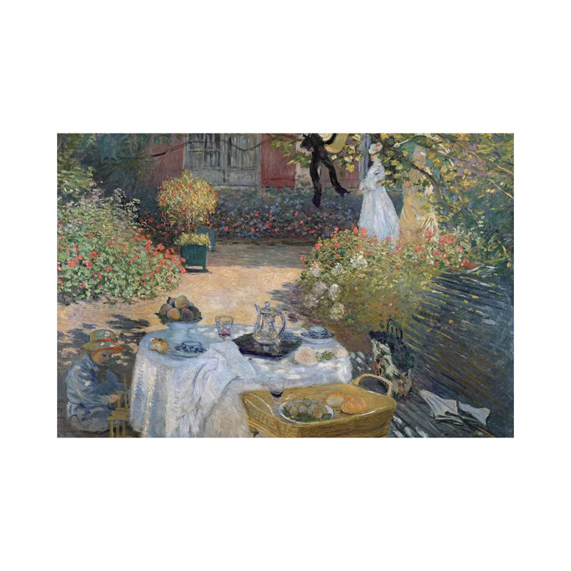 Le déjeuner: le jardin de Monet à Argenteuil, vers 1873 - Estampe numérique sur toile tendue avec châssis, H 12 po x l 18 po