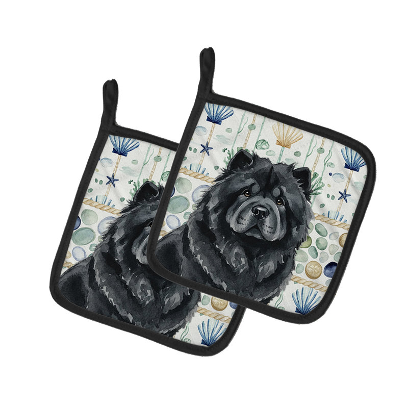 Paire de poignées en verre noir Chow Chow