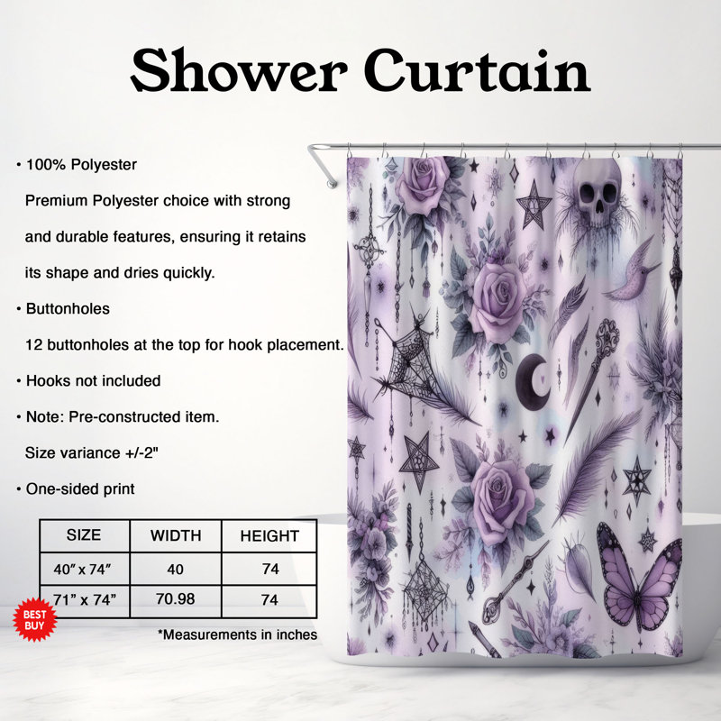 Rideau de douche standard 1 pièce Gentle Gothic, H 74 po x l 71 po