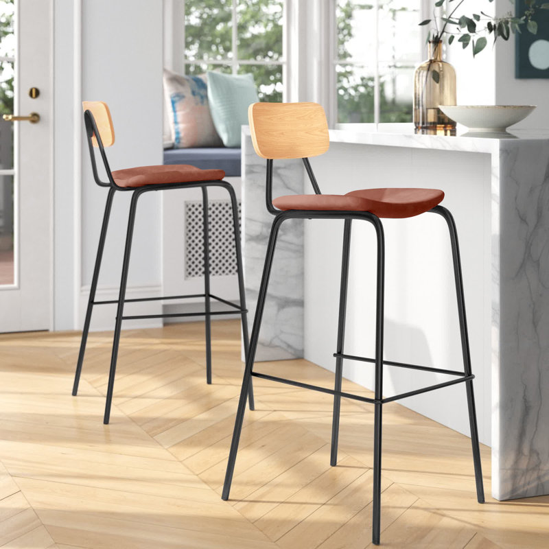 Tabouret de bar et de comptoir Buda, Brun clair, Noyer, Tabouret de comptoir (siège d’une hauteur de 24