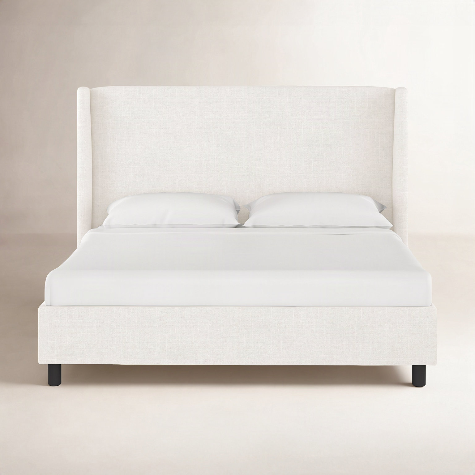 Tilly Linen Upholstered Wingback Bed, California King, Zuma White Textured Linen