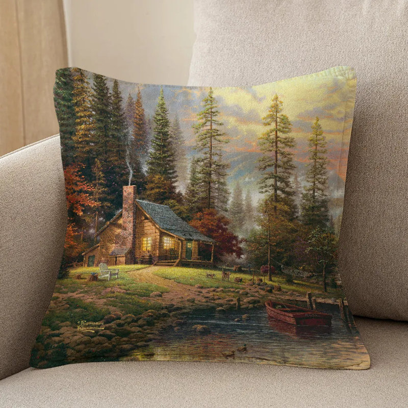 Coussin décoratif Thomas Kinkade A Peace Retreat