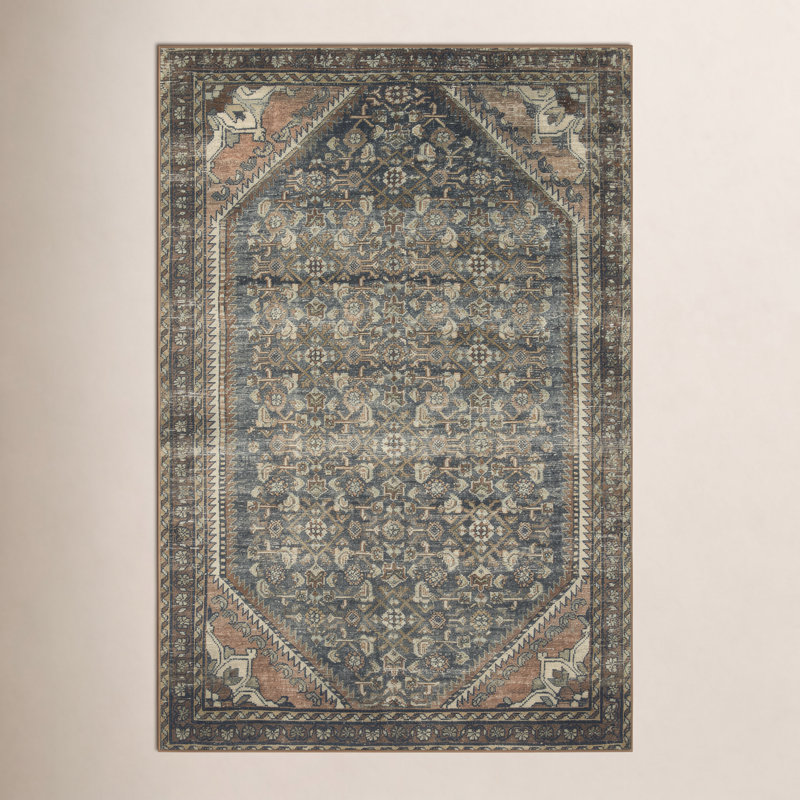 Tapis denim / argile lavable à la machine Magnolia Home par Joanna Gaines X Loloi Banks, Rectangle 2 pi 3 po x 3 pi 9 po