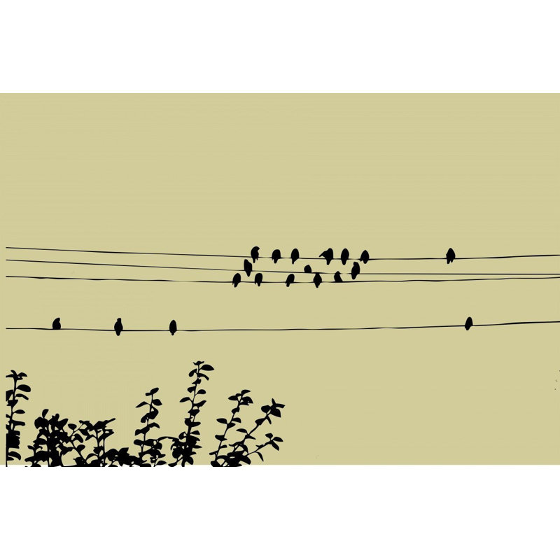 Décalcomanie murale oiseaux sur un fil