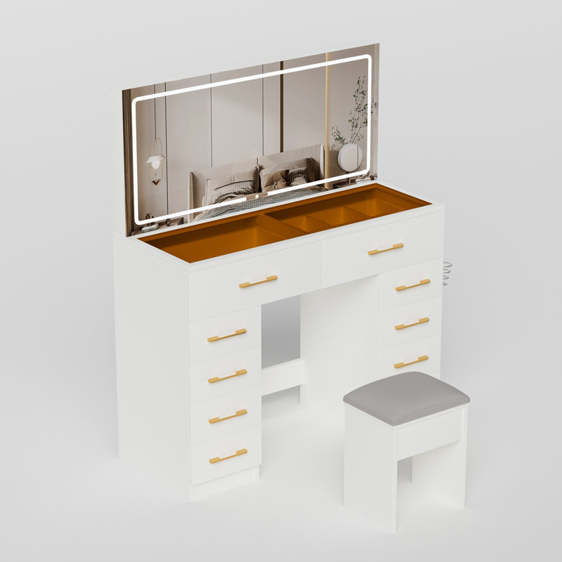 Meuble-lavabo de chambre à coucher illuminé en MDF et verre
