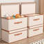 Ensemble de 5 paniers de rangement pliables en tissu avec couvercle rabattable et poignées, boîte à couvertures pour la maison, le bureau, le placard, beige-43650947
