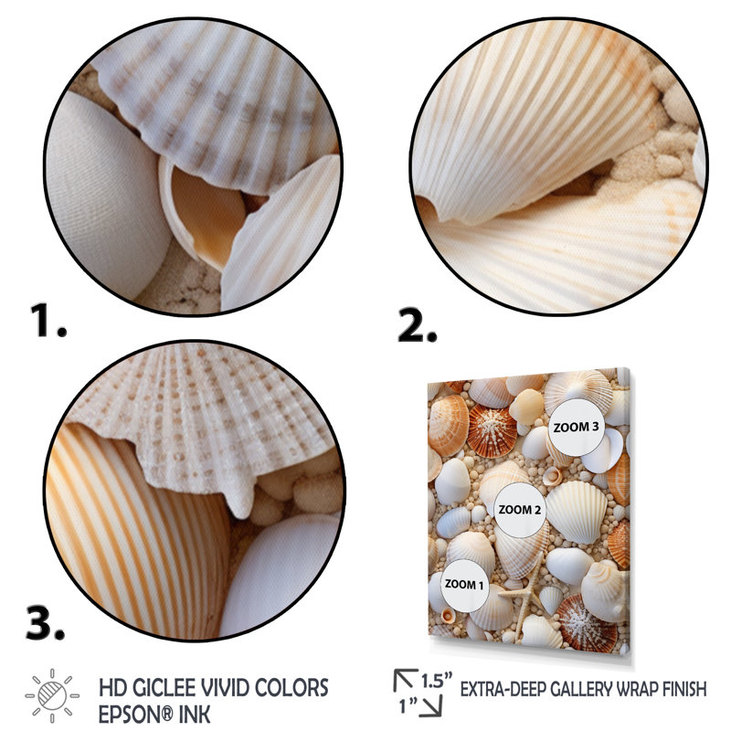 «Beige palourde», reproduction d'art sur toile, H 32 po x l 16 po x P 1 po, Encadrement doré