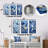 Blue And White Botanical Tiles I - Abstract Tile Metal Art Print Set Of 3-578316260