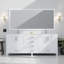 Meuble-lavabo double blanc 80 po X P 22 po D, dessus en quartz blanc et ensemble de robinet-117978770
