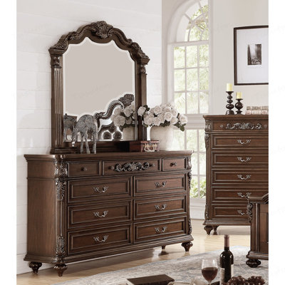 Commode formelle en cerisier / design unique avec meubles de chambre à coucher avec tiroirs à miroir