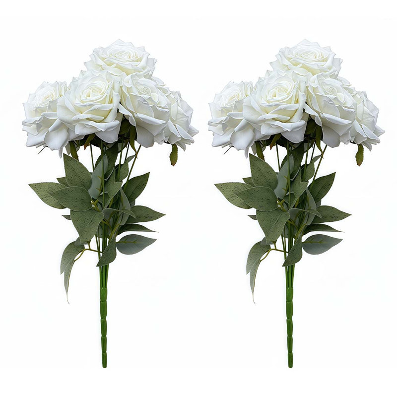 2 paquets de roses artificielles, Blanc