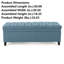 Repose-pieds en tissu bleu clair avec pieds en bouleau, assise 50 po et rangement caché-1345045170