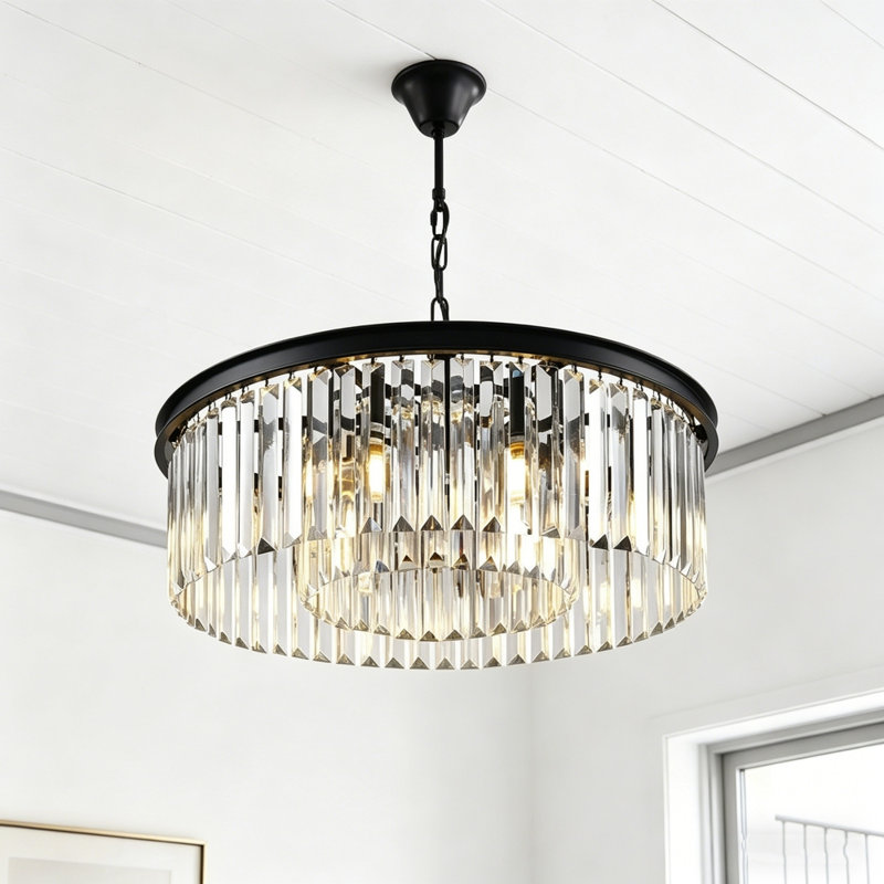 Flush Mount Crystal Chandelier Ceiling Light