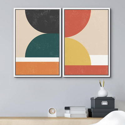 " Geometric Colorful Block Abstract Shapes Modern " 2 - Pieces