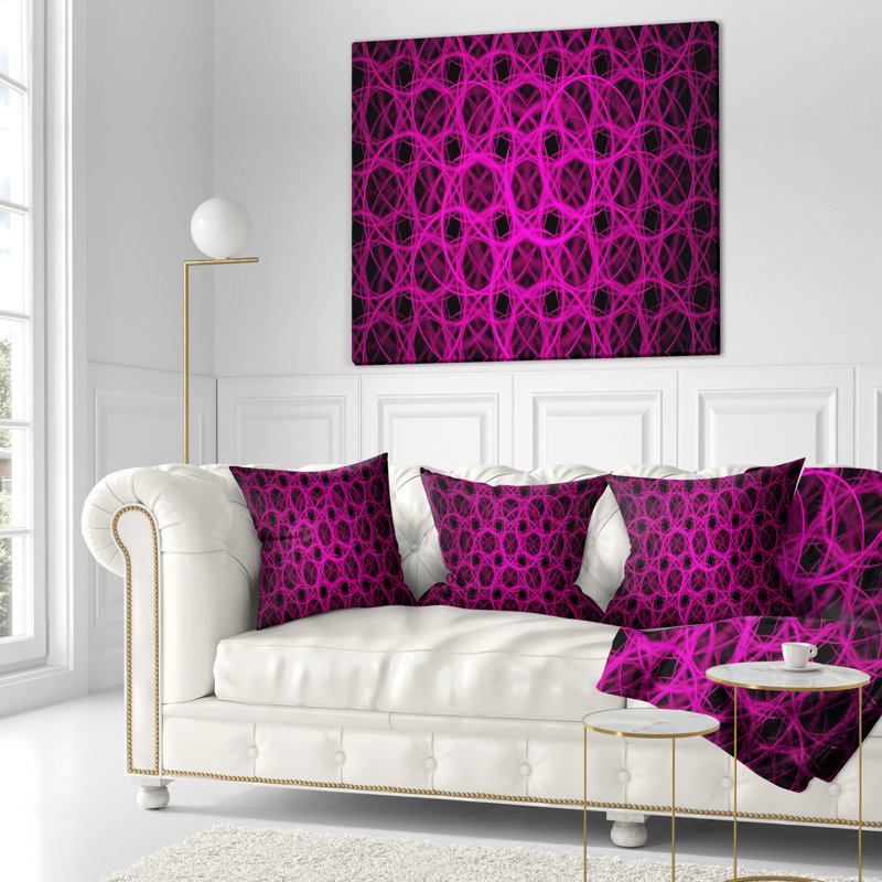 Coussin en métal inhabituel - imprimé abstrait, 18 po x 18 po, Rose / Noir, Coussin décoratif