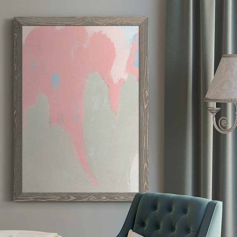 " Blushing Abstract IV ", 43.5" H x 31.5" W x 1" D, Gray Framed