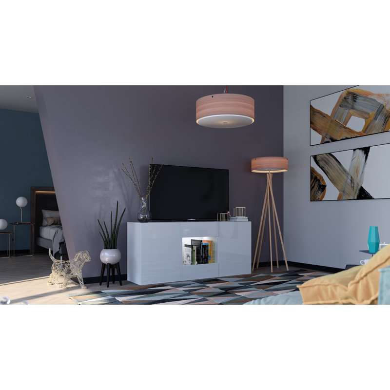 160cm Sideboard, White/White Gloss