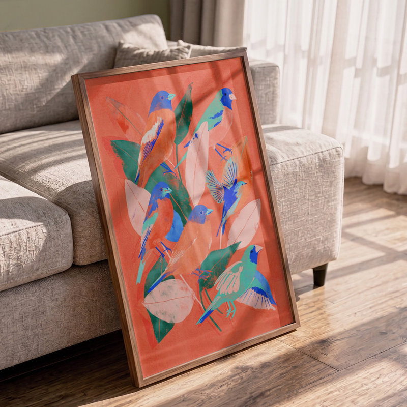 Birdgarden by Treechild — Animal Wall Art, Black, 16 × 24, Framed Print