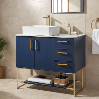 Ensemble de meuble-lavabo simple 36 po bleu